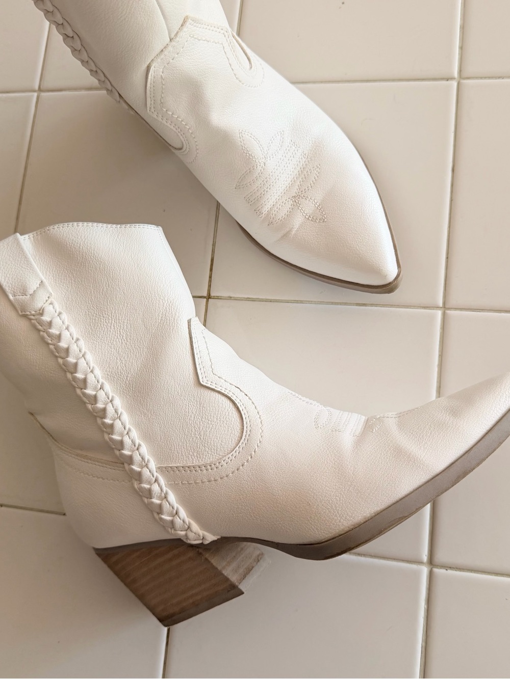 DV by Dolce Vita White Braided Western Booties - Women
